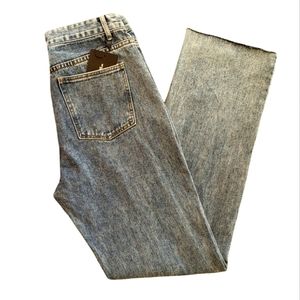 PrettyLittleThing Jeans Vintage Wash Straight Ripped Distressed Cut Hem Sz 12